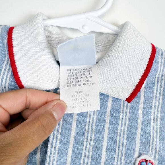 Vintage 90s Paul Scott Button Up Stripe Blue Polo Shirt Boys - 4 4T - Picture 4 of 9